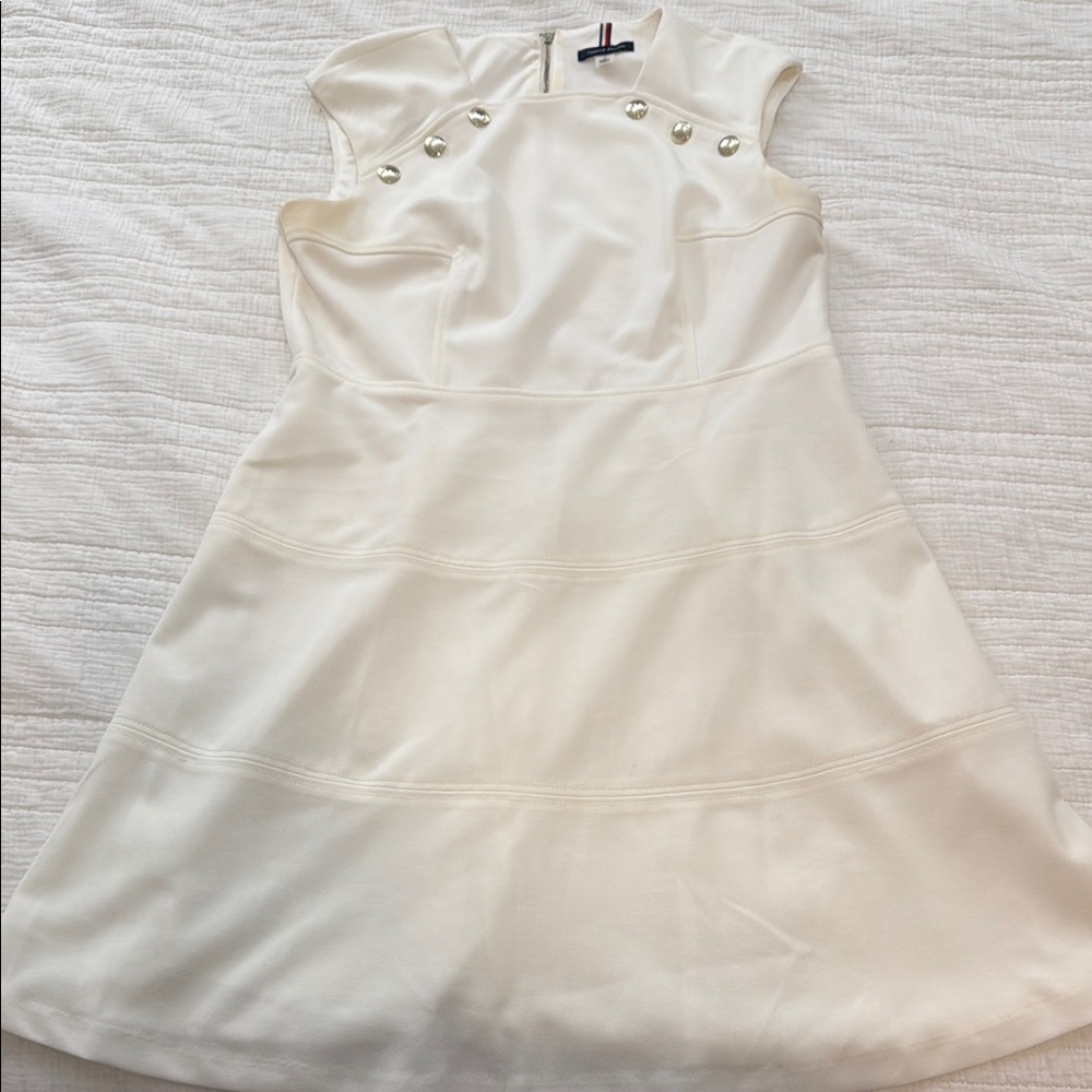 Tommy Hilfiger White Dress with Gold Accents